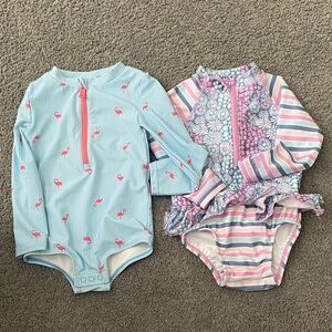 Girls 2t bathing suits bundle : Swim One Piece Set - Flamingo and Floral Designs